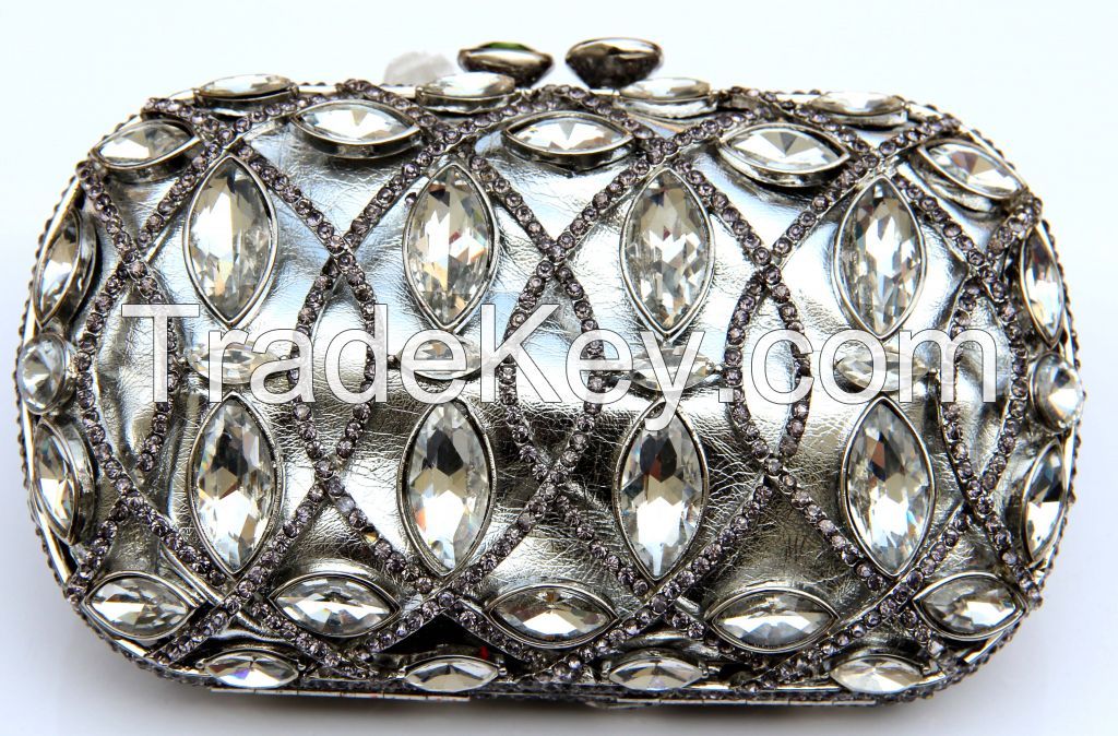 Silver Crystal elegant clutch bag