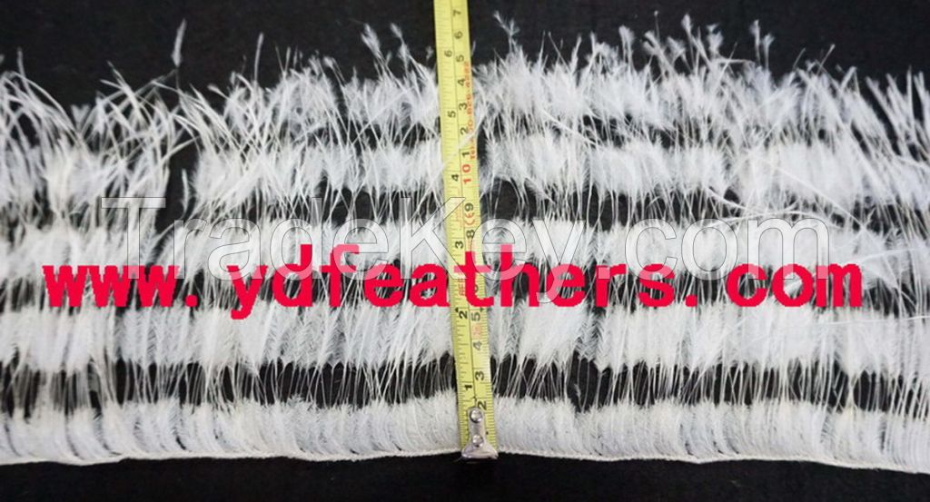 2ply Burnt Ostrich Feather Fringe Sewn on Cord From China