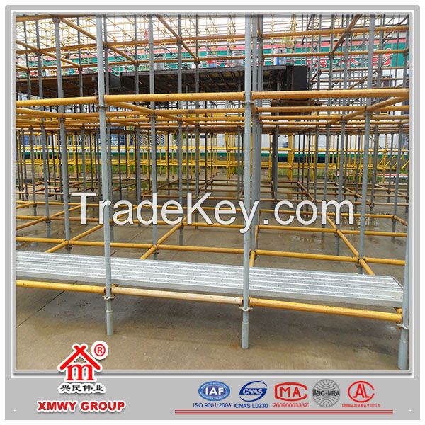 scaffolding steel step ladder used during construction made from steel plank