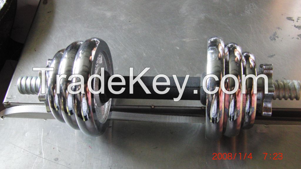 hot sale plated dumbbell with big hole/wholesale dumbbell