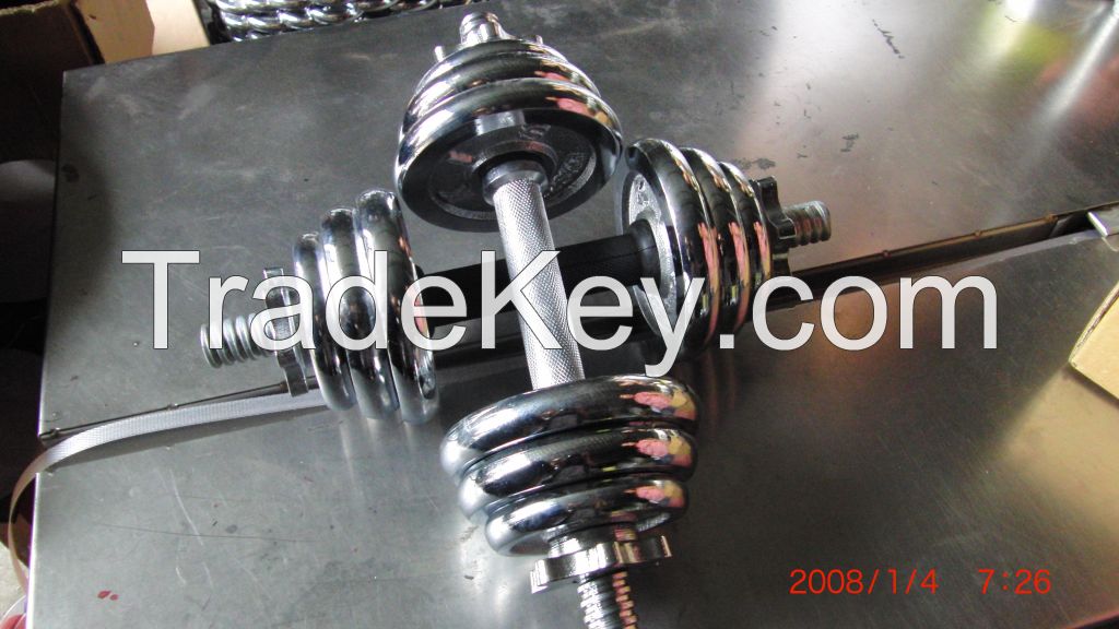 hot sale plated dumbbell with big hole/wholesale dumbbell