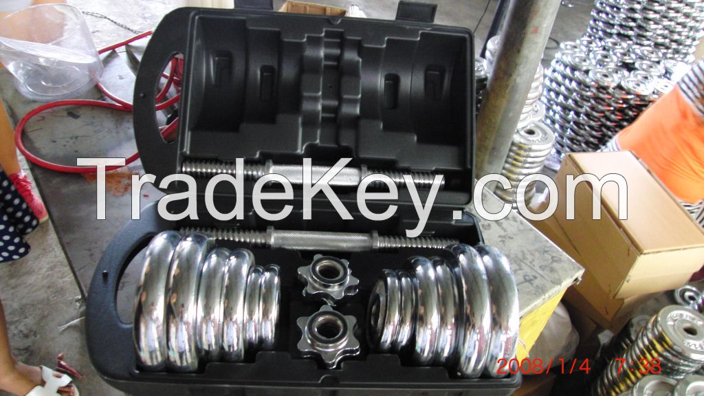 hot sale plated dumbbell with big hole/wholesale dumbbell