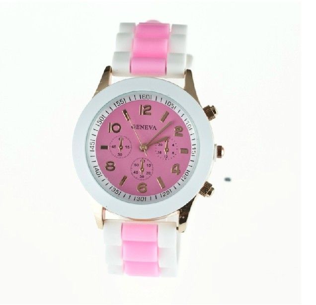 The most appropriate fashion new!Waterproof silicone multiple color strap table of Geneva