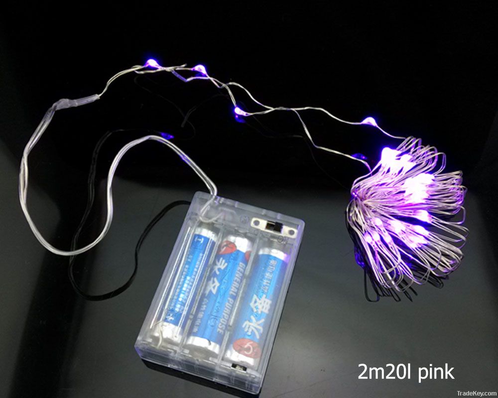 Battery operated 20 micro LED ultra thin copper wire string fairy ligh
