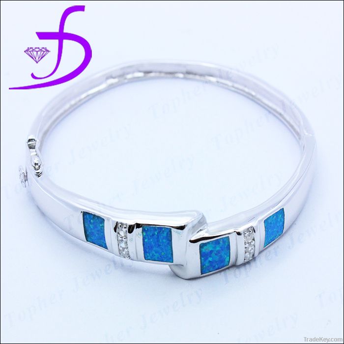 [Hot Sale]Wholesale Sterling Fashionable Design Opal Bangle 925 Silver