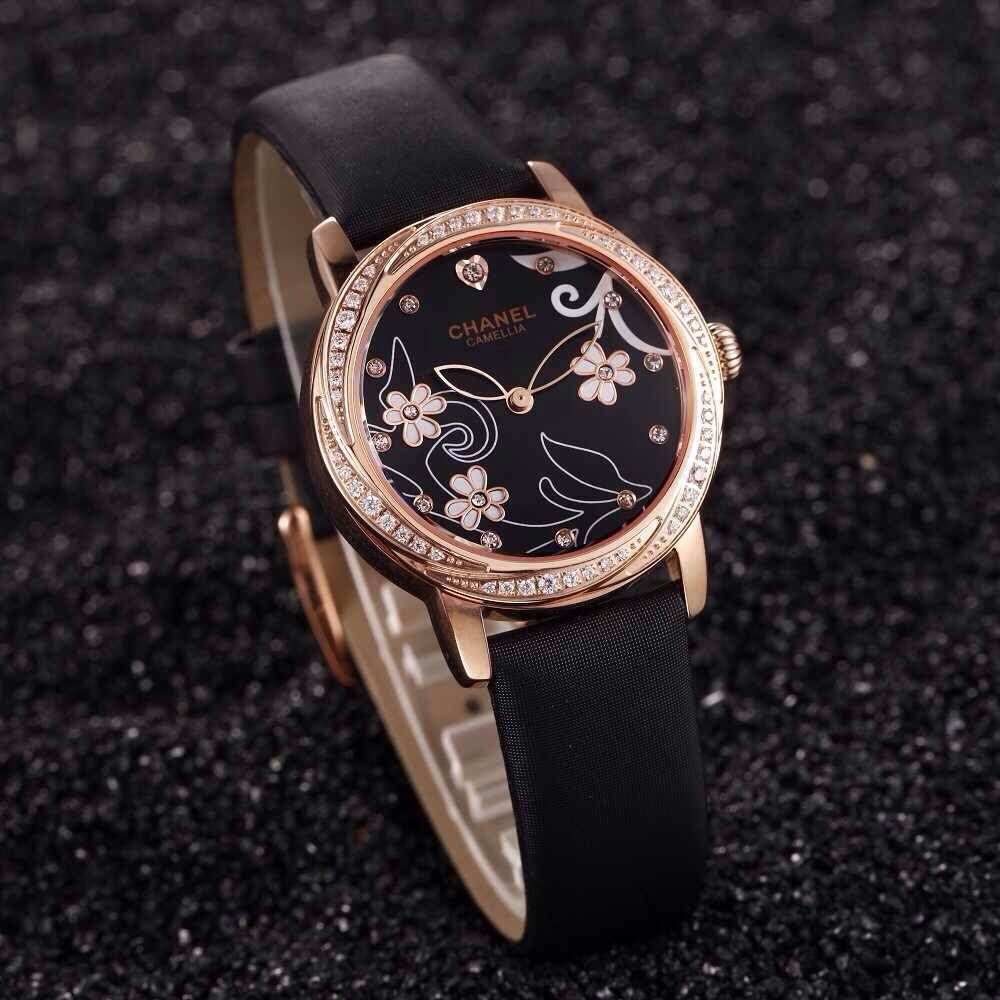 wholesale fashion flower lucky brand steel case watch,women quartz watch ,sapphire mirror leather band water resistant watch 