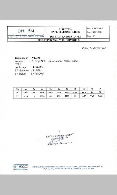 Lead ore Vanadium ore