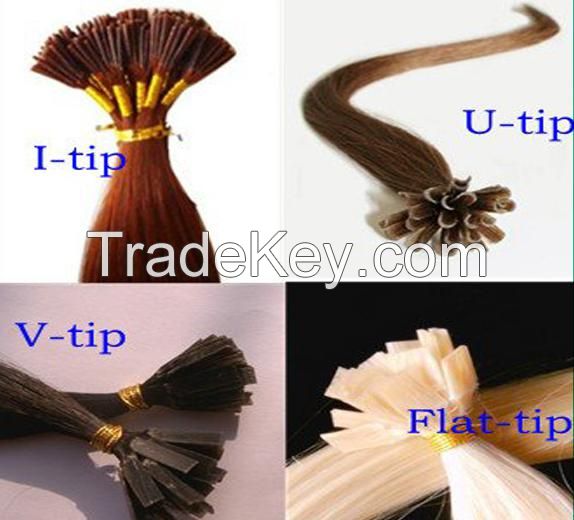 Europe aliexpress Keratin hair extensions/Pre-bonded U-tip/Natural human hair extension