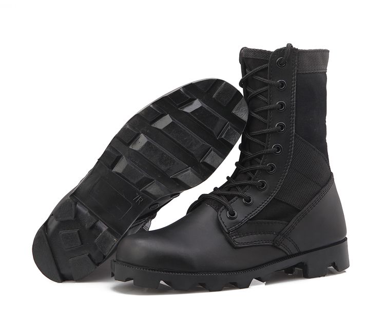 2014 New Genuine Leather Black Army Boots/Military Combat Boots Women/Man