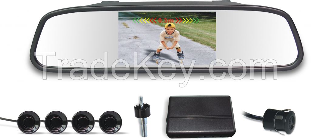 Video Parking Sensor Rearview Mirror 4.3 inch Screen