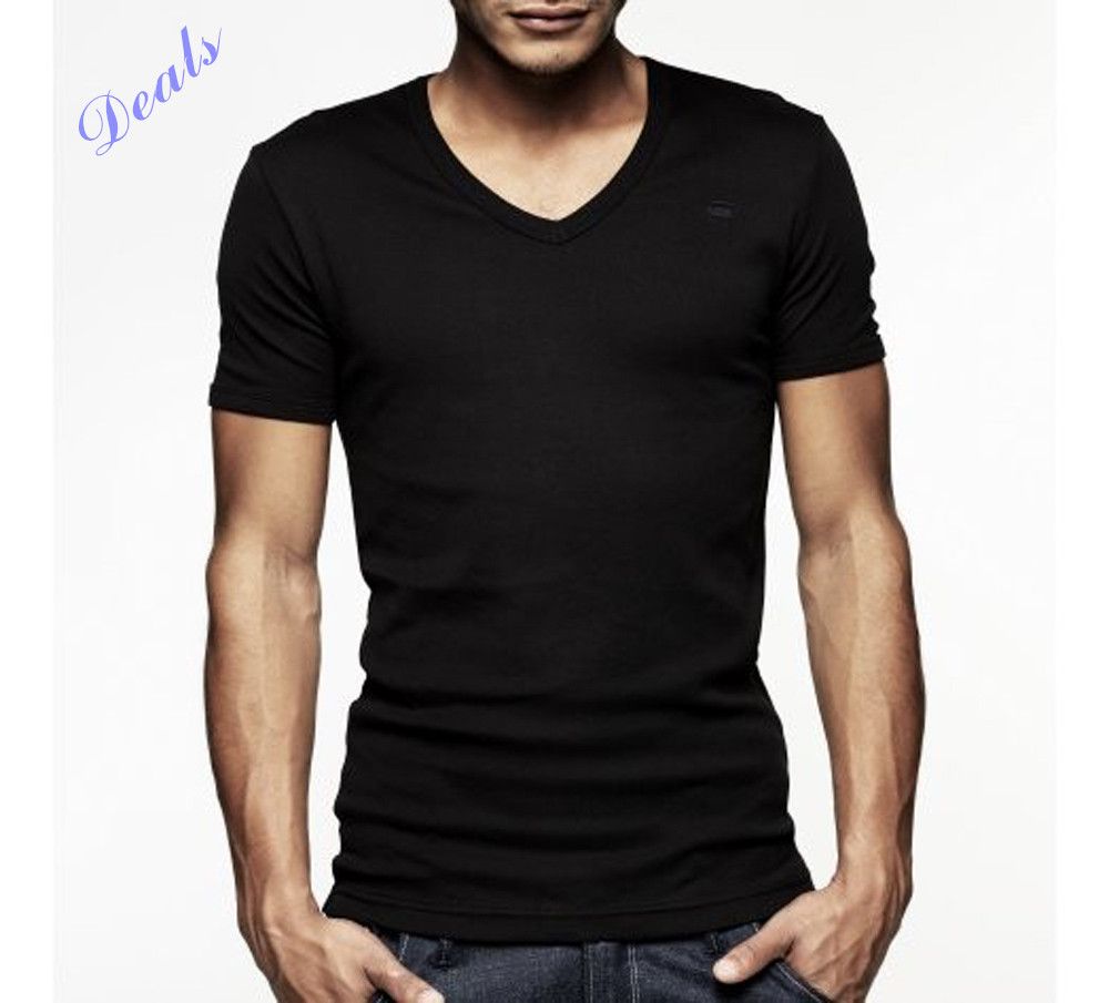 Lastest 95% Cotton 5%Spandex Men's V-neck Casual T-shirts