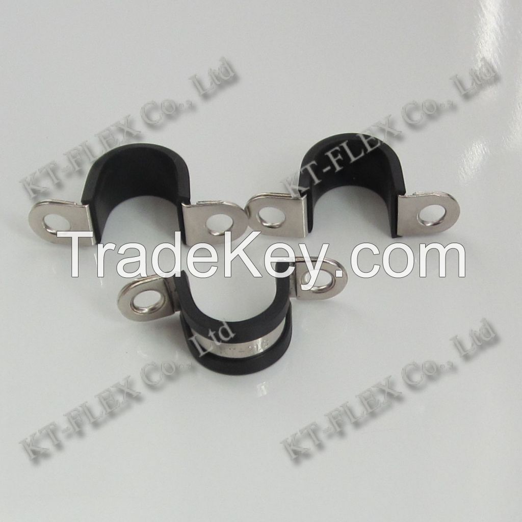 D Type Cable Clip with EPDM Coated Mental Conduit Cable Clamp