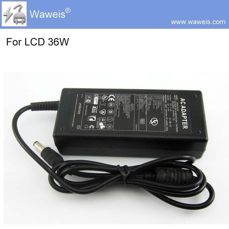 Waweis 12V 3A Adapter For LCD Monitor meet IEC60950,IEC60065,IEC61558,UL1310,IEC60335