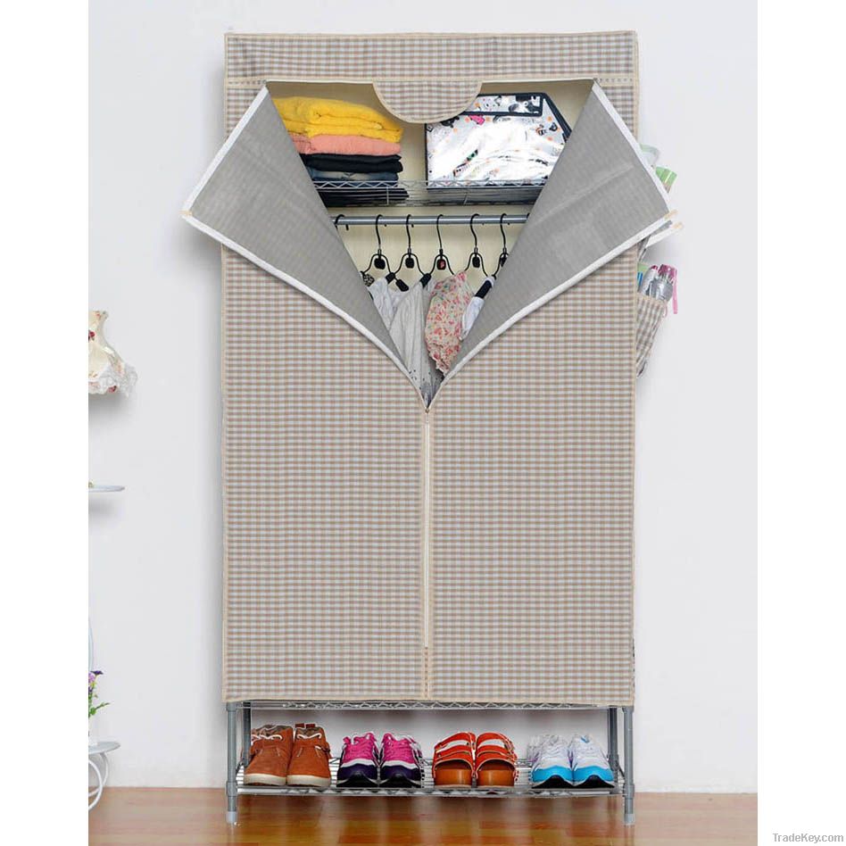 Hot sale wardrobe cabinet with Oxford cloth cover and steel mesh layer