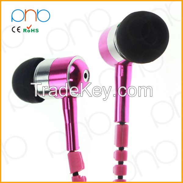 hot product for 2015 metal zipper earphone