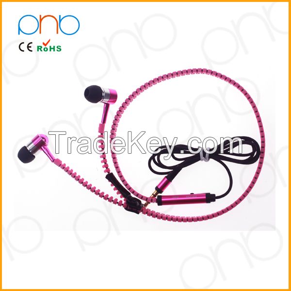 hot product for 2015 metal zipper earphone