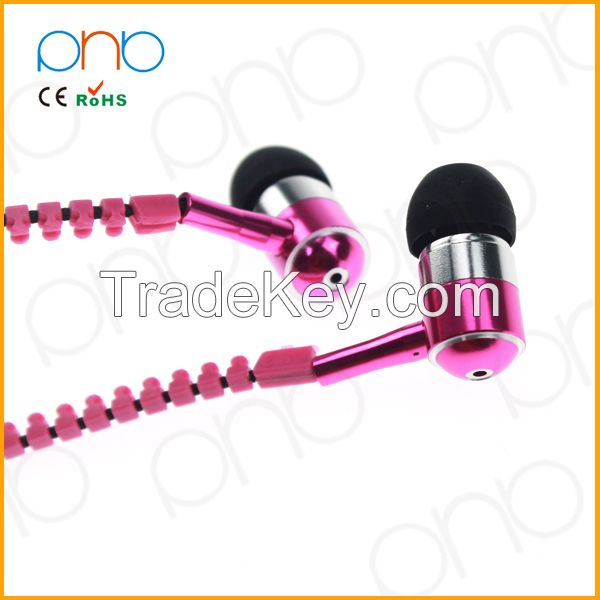 hot product for 2015 metal zipper earphone