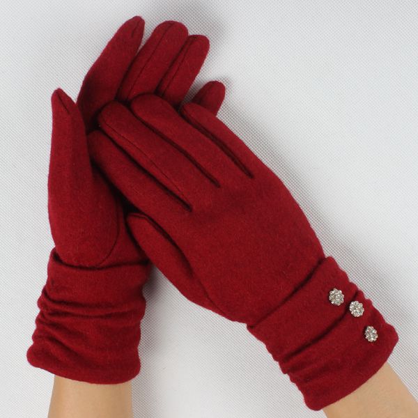 Ladies elegant ruche woolen glove
