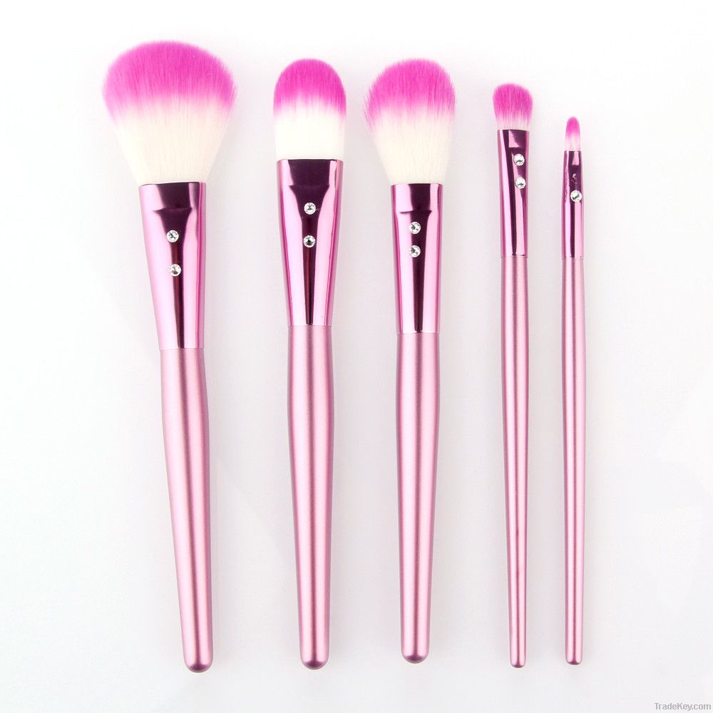 5 pcs makeup brush with pink wooden handleYMS02