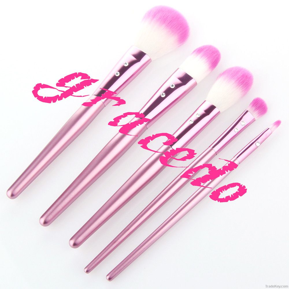 5 pcs makeup brush with pink wooden handleYMS02