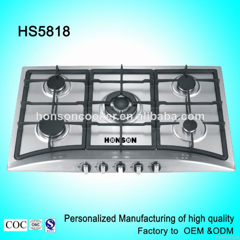 5 burners 304SST panel Gas Cooker HS5818 5 burner