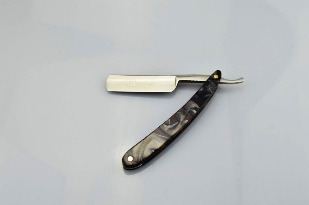 RenRen High Quality Stainless Steel  Straight Razor Barber Shaving Knife Black Widow RR1208