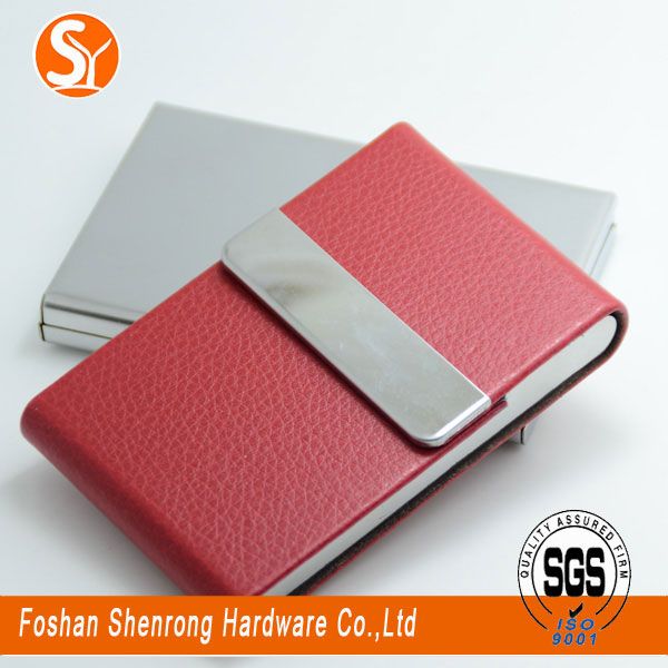 hot selling promotional metal and leather card holder card case