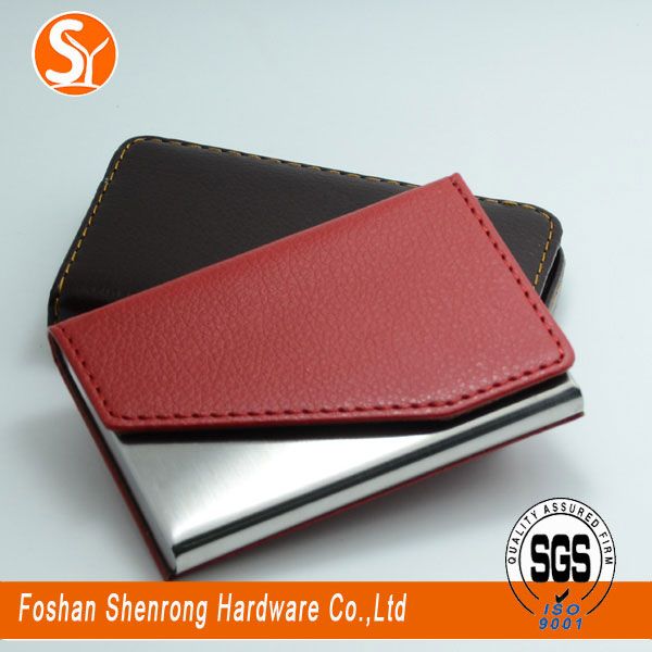 hot selling promotional metal and leather card holder card case