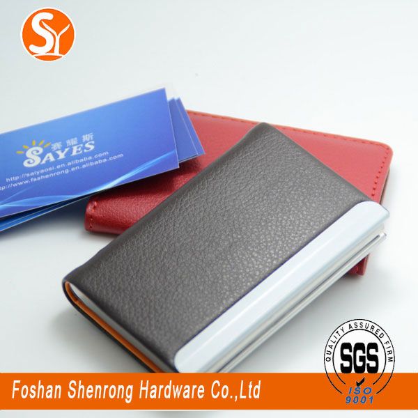 hot selling promotional metal and leather card holder card case
