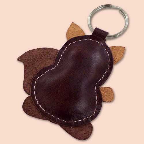 Sweet Little Brown Squirrel Leather Animal Keychain