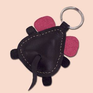 Cute Little Black Mouse Leather Animal Keychain 