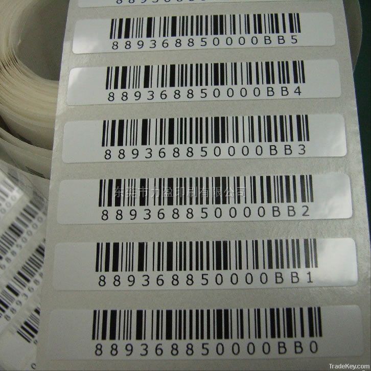 numbered sequentially sticker label