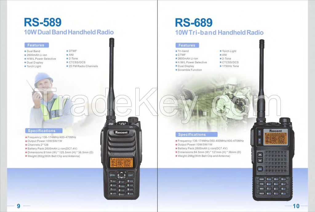 RS-589 10W Dual Band Handheld Radio