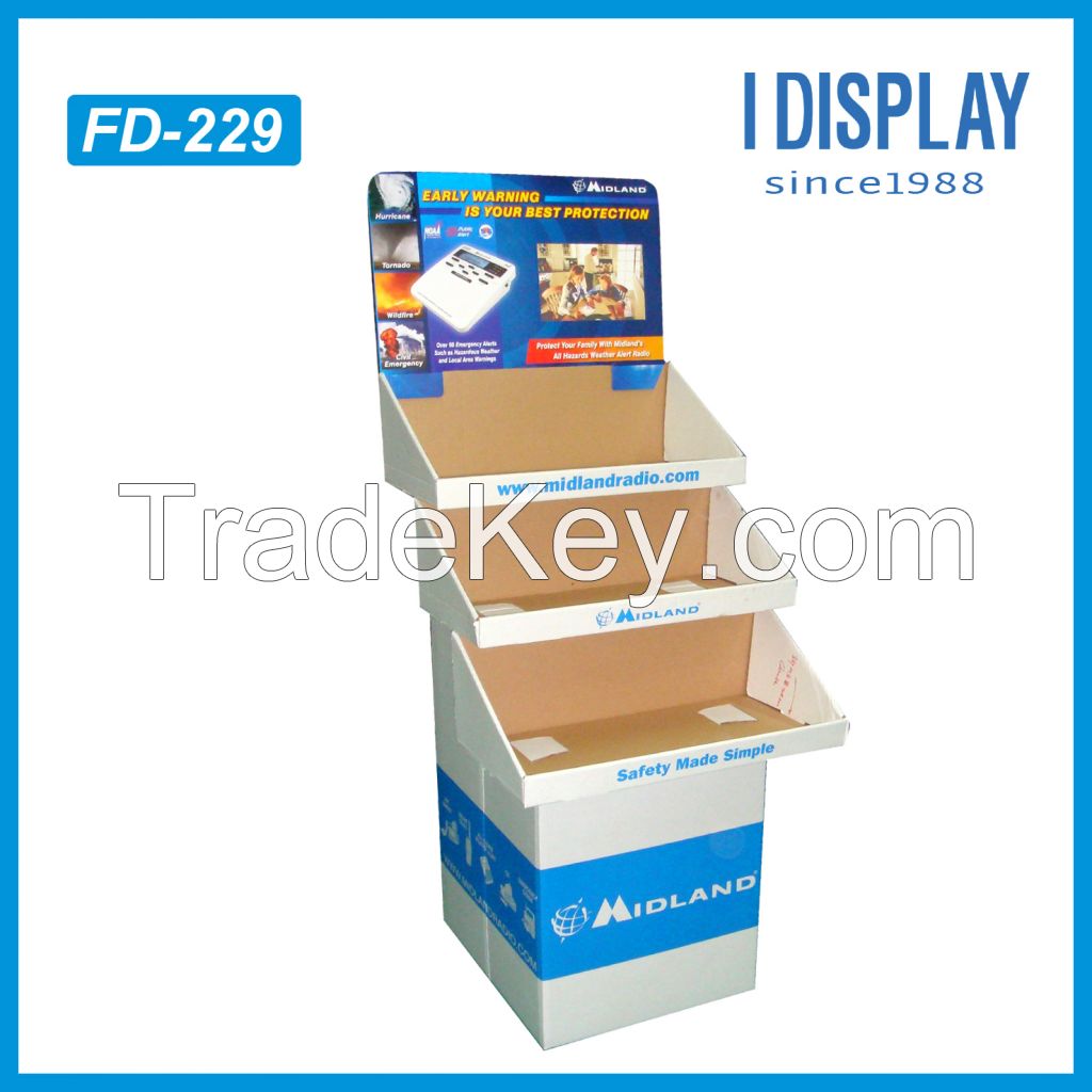 POP cardboard trapezoid tray display for accessories