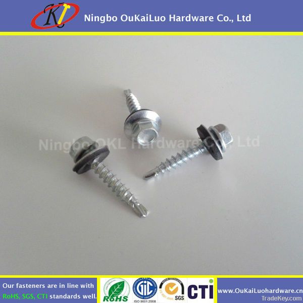 Galvanized Self Drilling Screw with Bonded Washer Hex Head