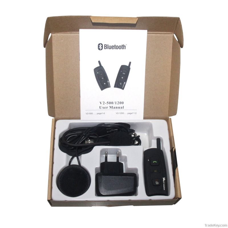 1200M black bluetooth wireless headset intercom system