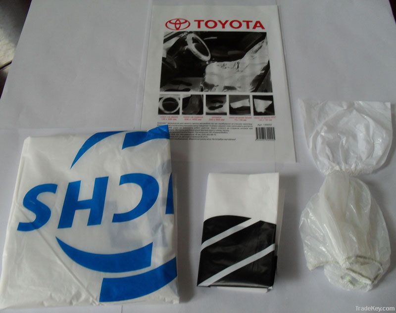 disposable plastic car use and car protection kits with 5 pcs