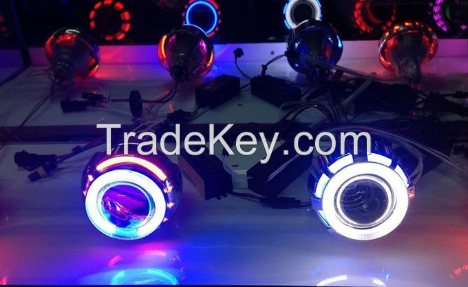 35W Bi-xenon projector lens LED angel eyes  motorcycle headlamps H1 H4 h7 4300k 6000K 8000K