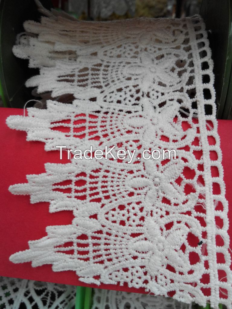 water soluble lace,white polyester lace