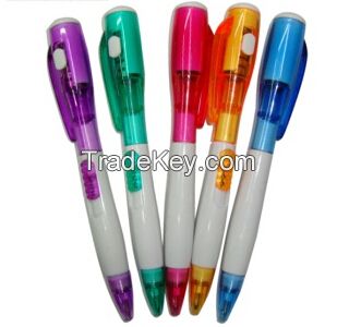hot sale ball pen with led lamp,flashlight pen,light pen 