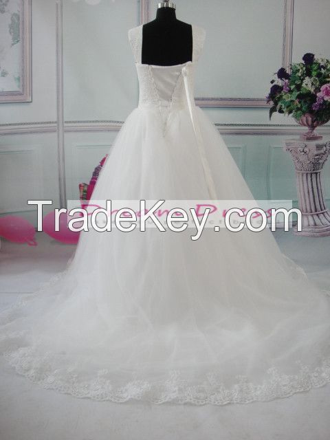 2014 New Custom Made White/ Ivory A-Line Wedding Dress