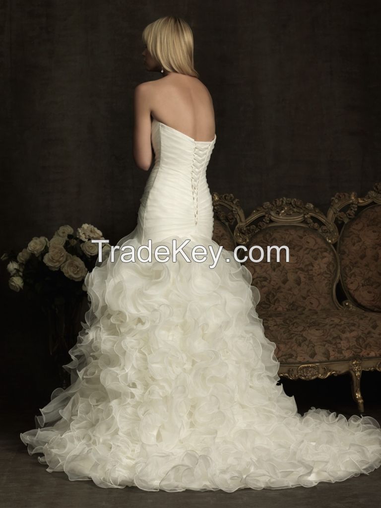 2014 New Custom Made White/ Ivory Mermaid Wedding Dress