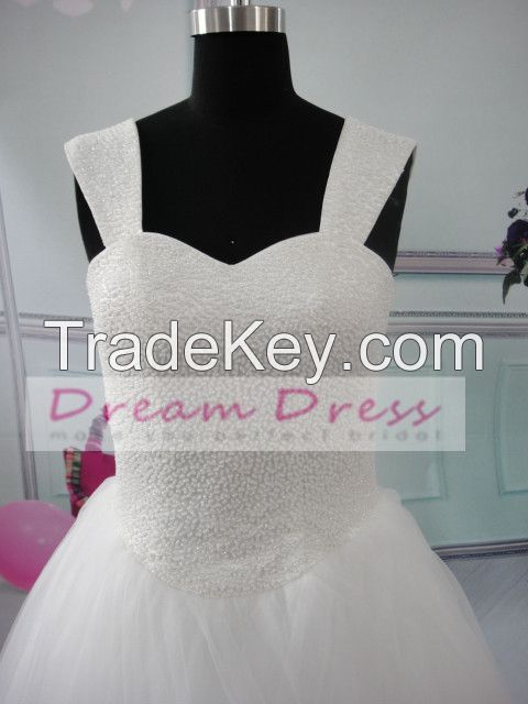 2014 New Custom Made White/ Ivory A-Line Wedding Dress