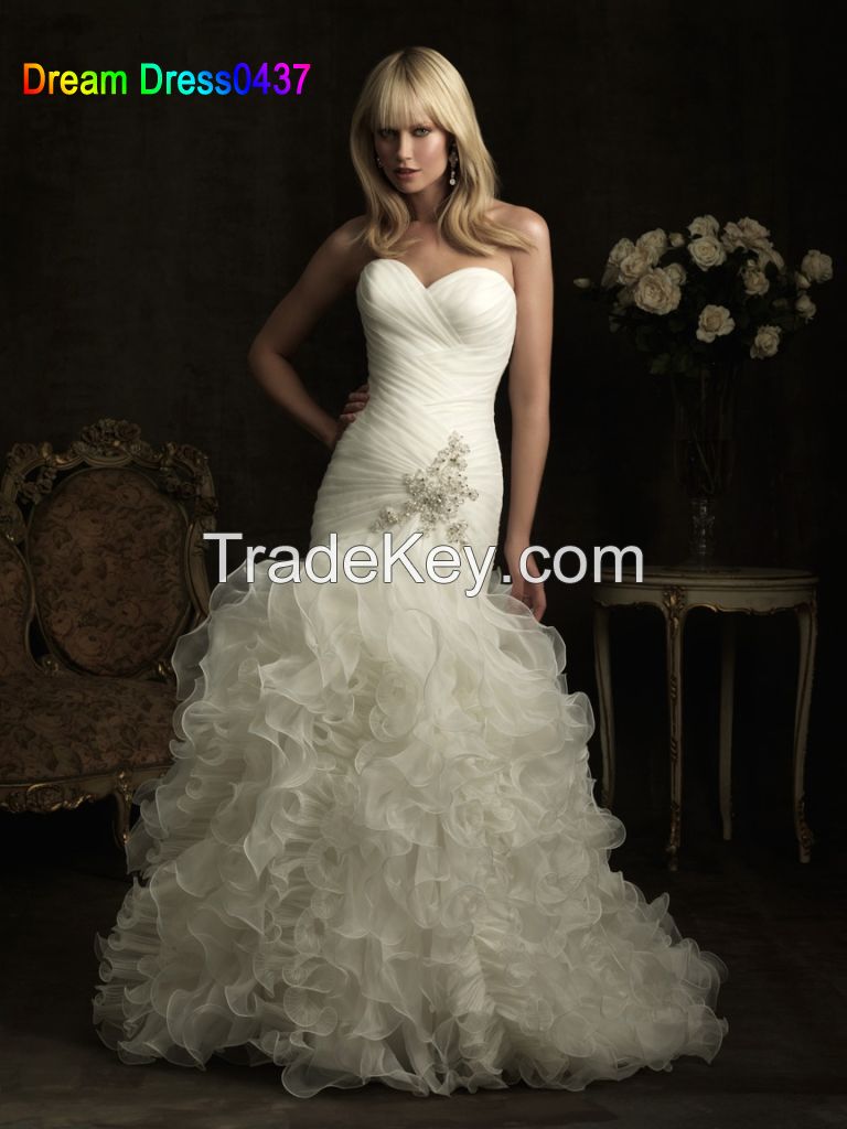 2014 New Custom Made White/ Ivory Mermaid Wedding Dress