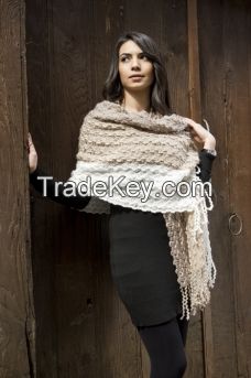 Light brown combined shawl