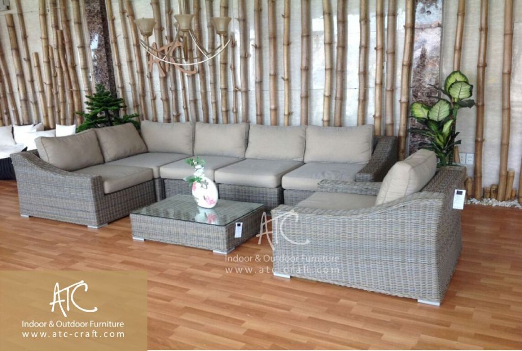 Luxury wicker poly rattan garden sofa set