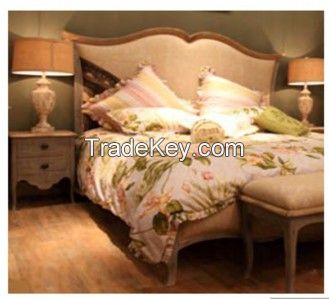 Antique style king size wooden bed