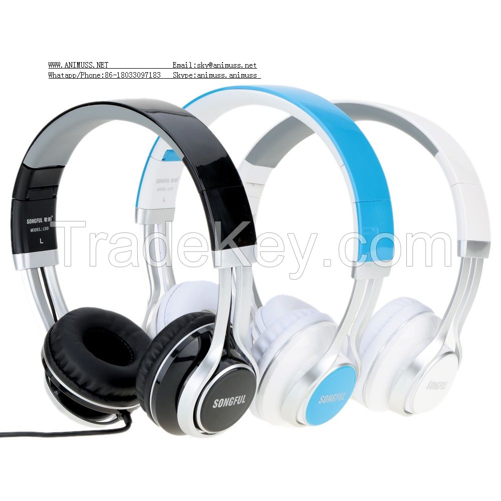   Foldable Over Ear 3.5mm Aux Earphone Headphones Stereo Bass Music Headset Wired for iPhone Samsung PC Computer Tablet Notebook