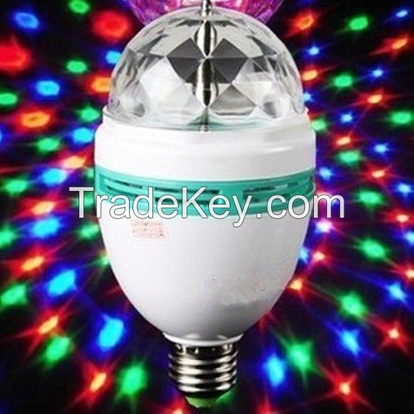 cheap  led bulb 3W E27 RGB Crystal Ball Rotating buble