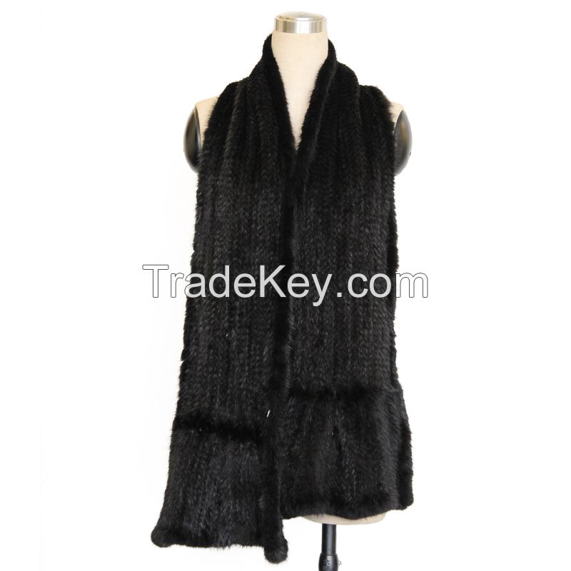 American mink knit scaf fur long scarf